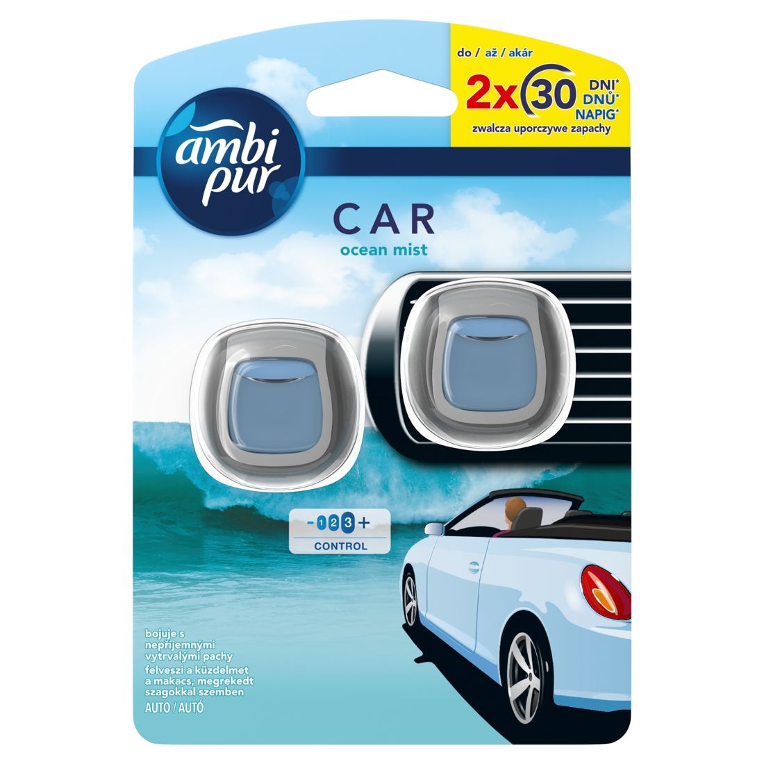 Drogerie a kosmetika - Ambi Pur Car Ocean Mist osvěžovač vzduchu do auta 2 ks