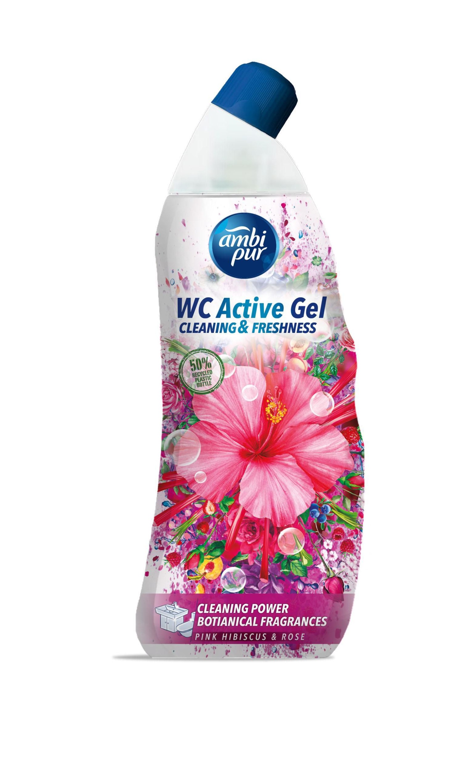 Drogerie a kosmetika - Ambipur WC Active gel růžový ibišek & růže 750ml