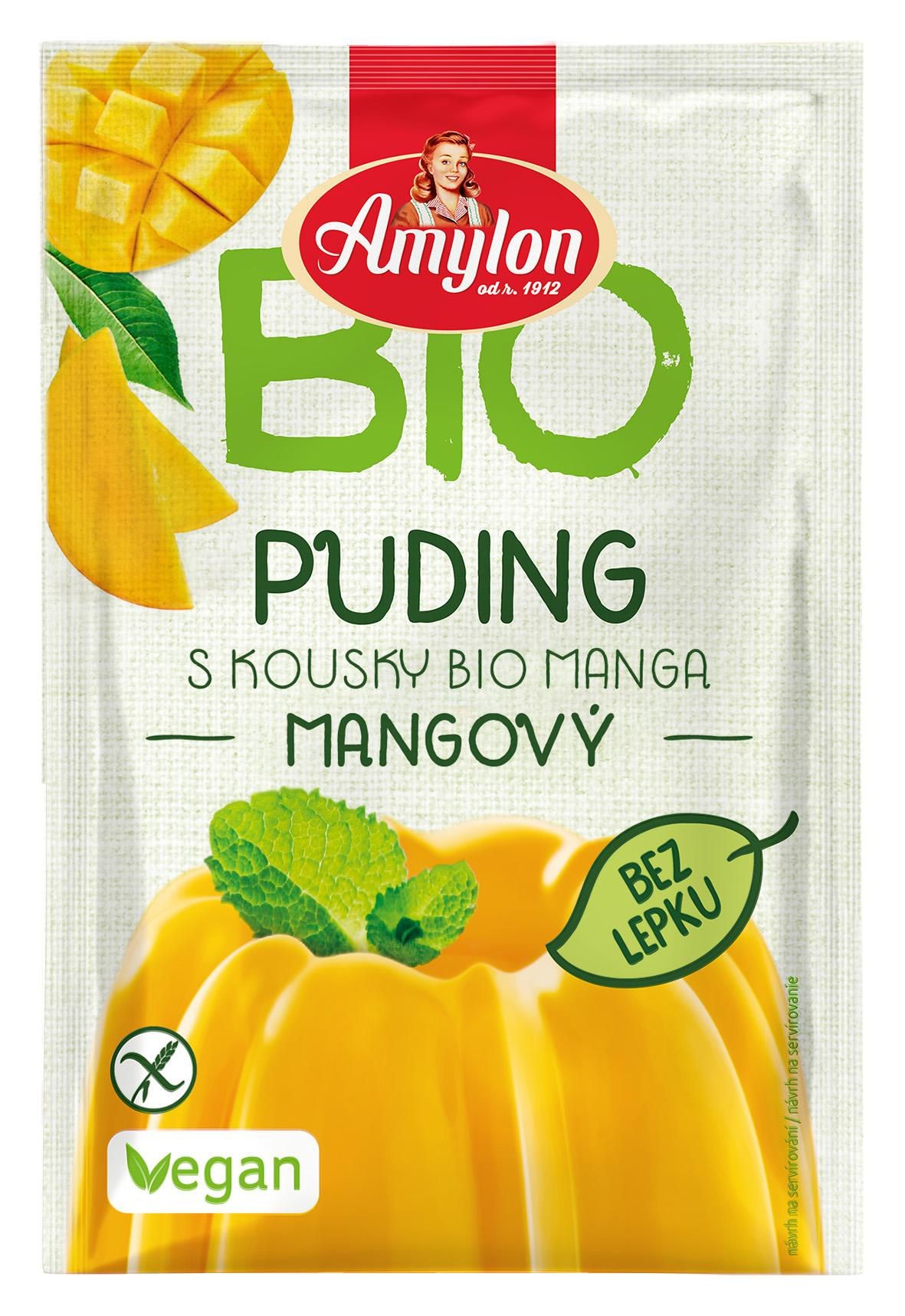 Zdravý svět - Amylon, Bio puding mangový s kousky bio manga - bez lepku, bezgluténový v prášku 40g