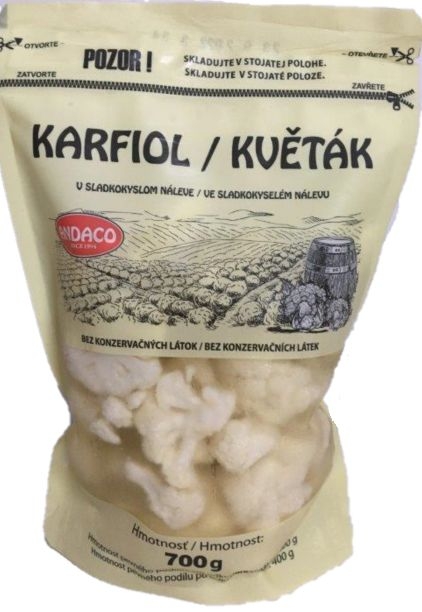 Ovoce a zelenina - Andaco Květák ve sladkokyselém nálevu bez konzervačních látek 700 g