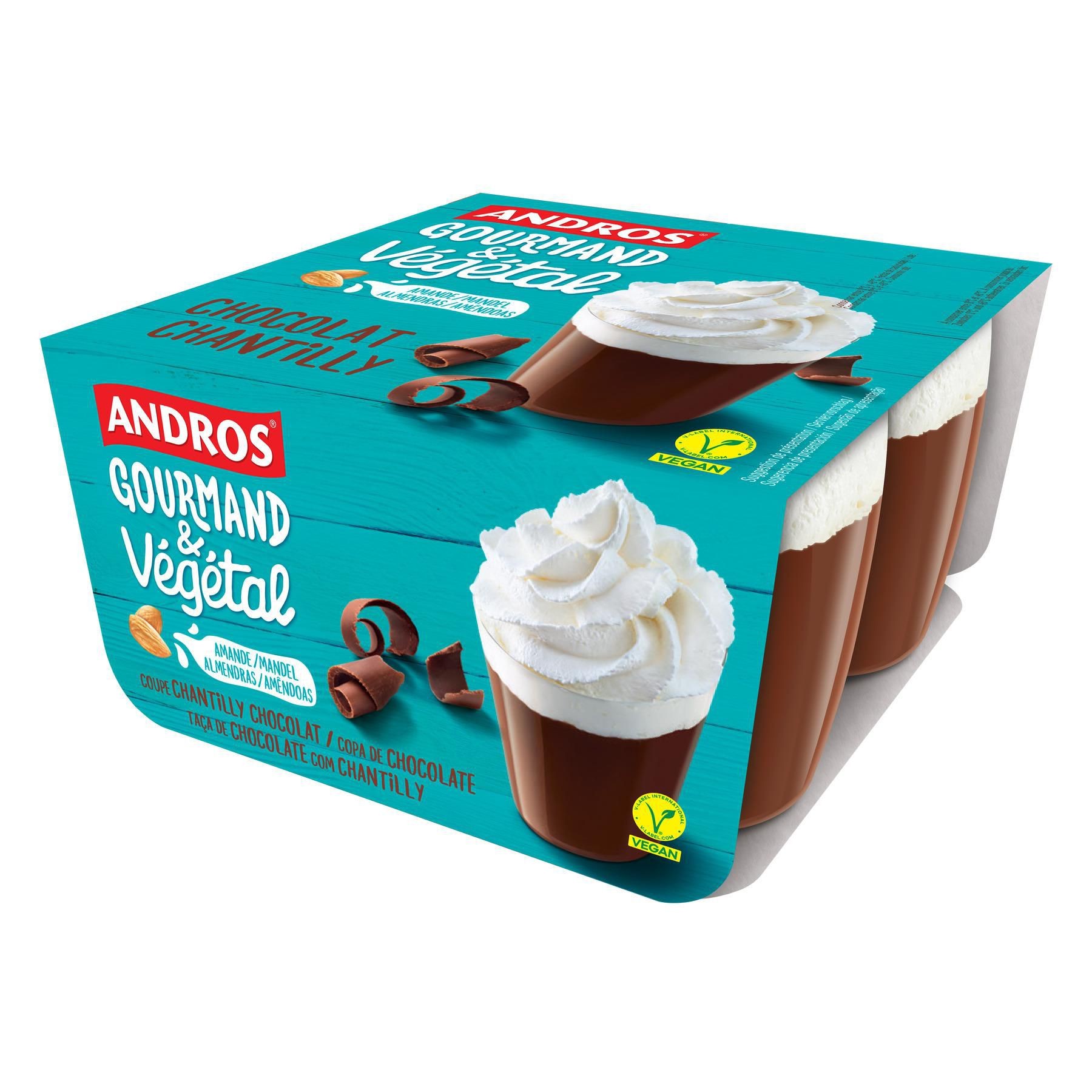Zdravý svět - Andros Gourmand & Végétal Čokoládový dezert se šlehačkou 4x90 g
