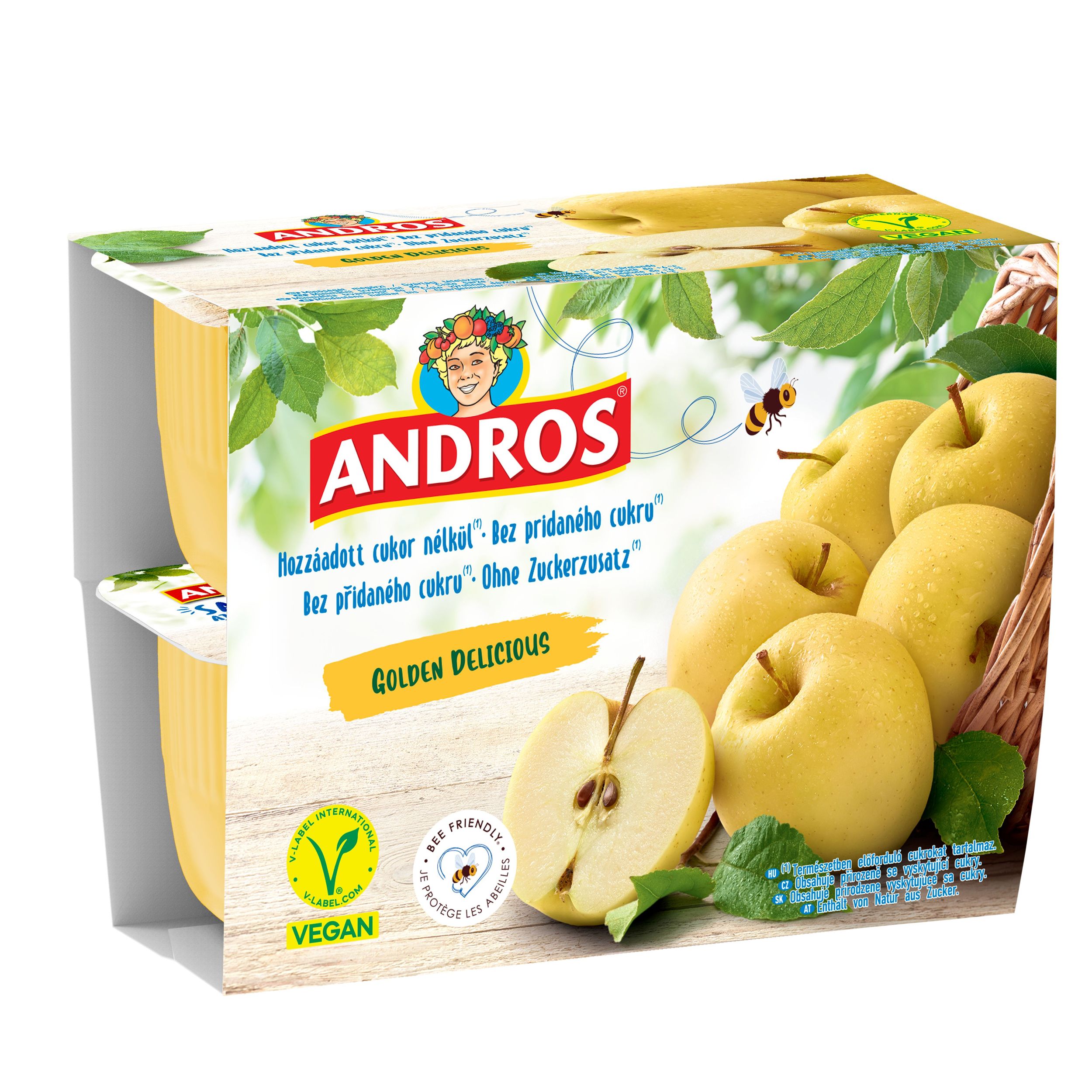 Mléčné a chlazené - Andros Jablečné pyré z Golden Delicious bez přidaného cukru 4×100 g