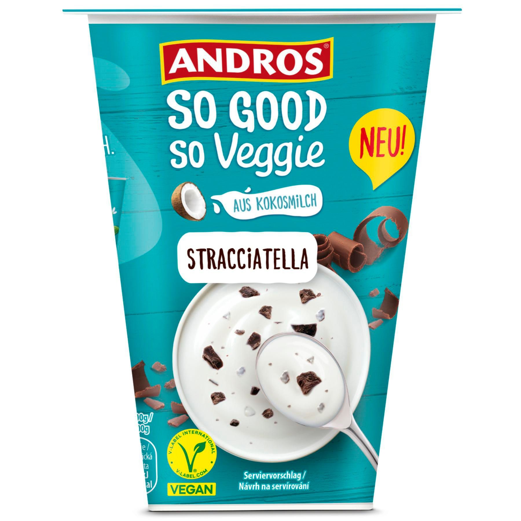 Zdravý svět - Andros So Good So Veggie<br>Fermentovaný dezert z kokosového nápoje se stracciatellou<br>350 g