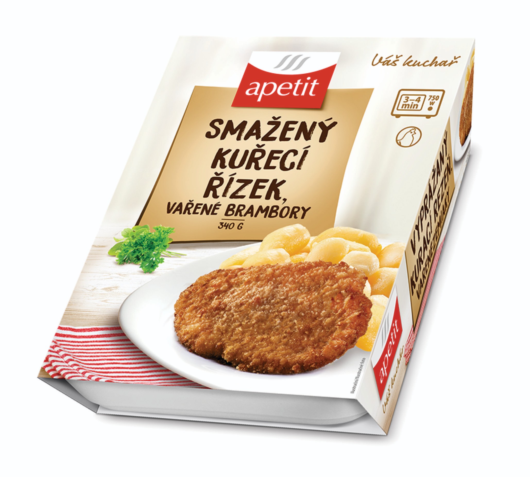Hotová jídla - Apetit Smažený kuřecí řízek, bramborová kaše 340g