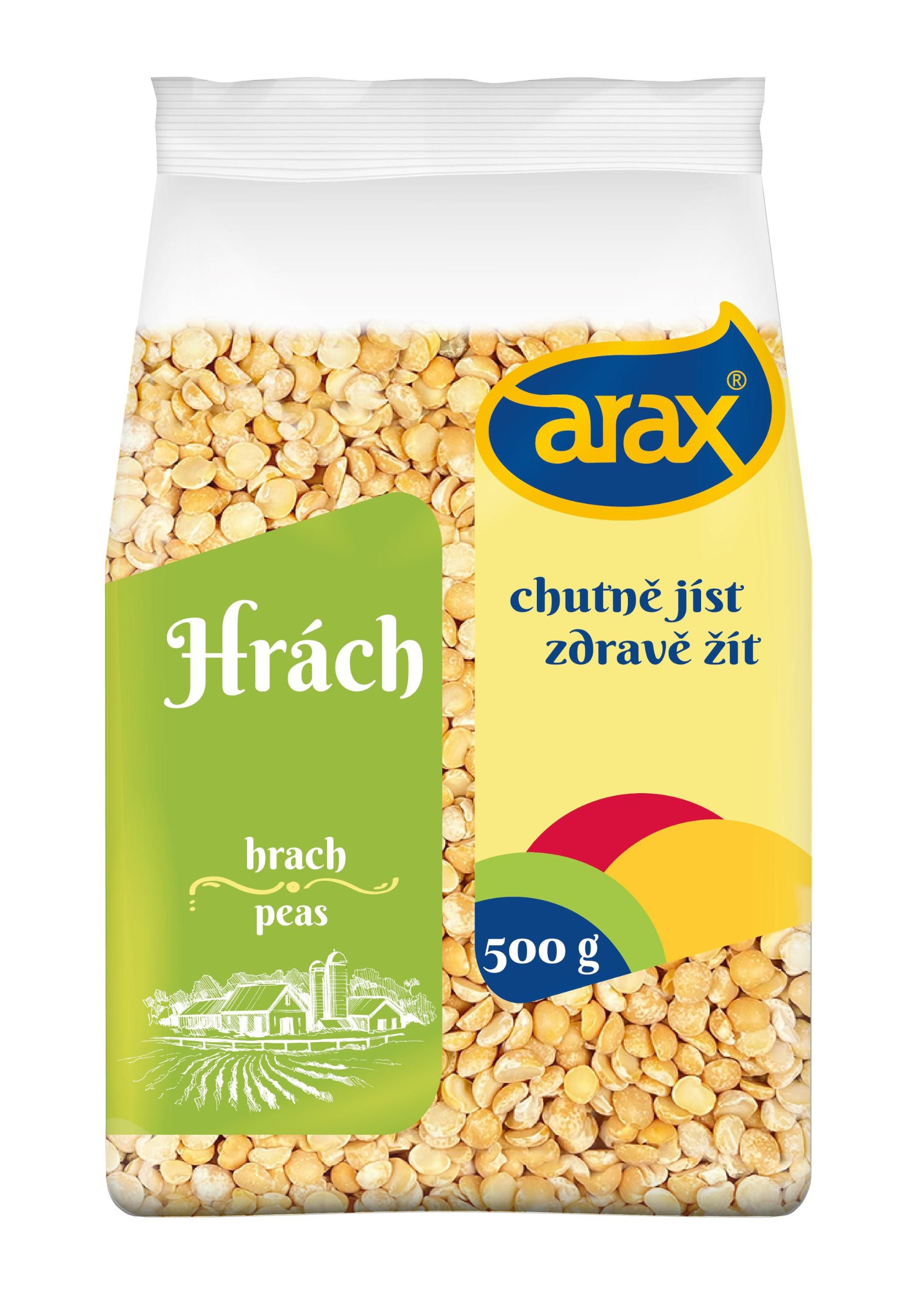 Trvanlivé potraviny - Arax Hrách žlutý půlený loupaný 500 g