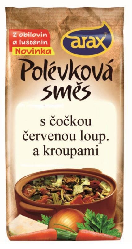Trvanlivé potraviny - Arax Polévková směs čočka červená loupaná a pšeničné kroupy 160 g