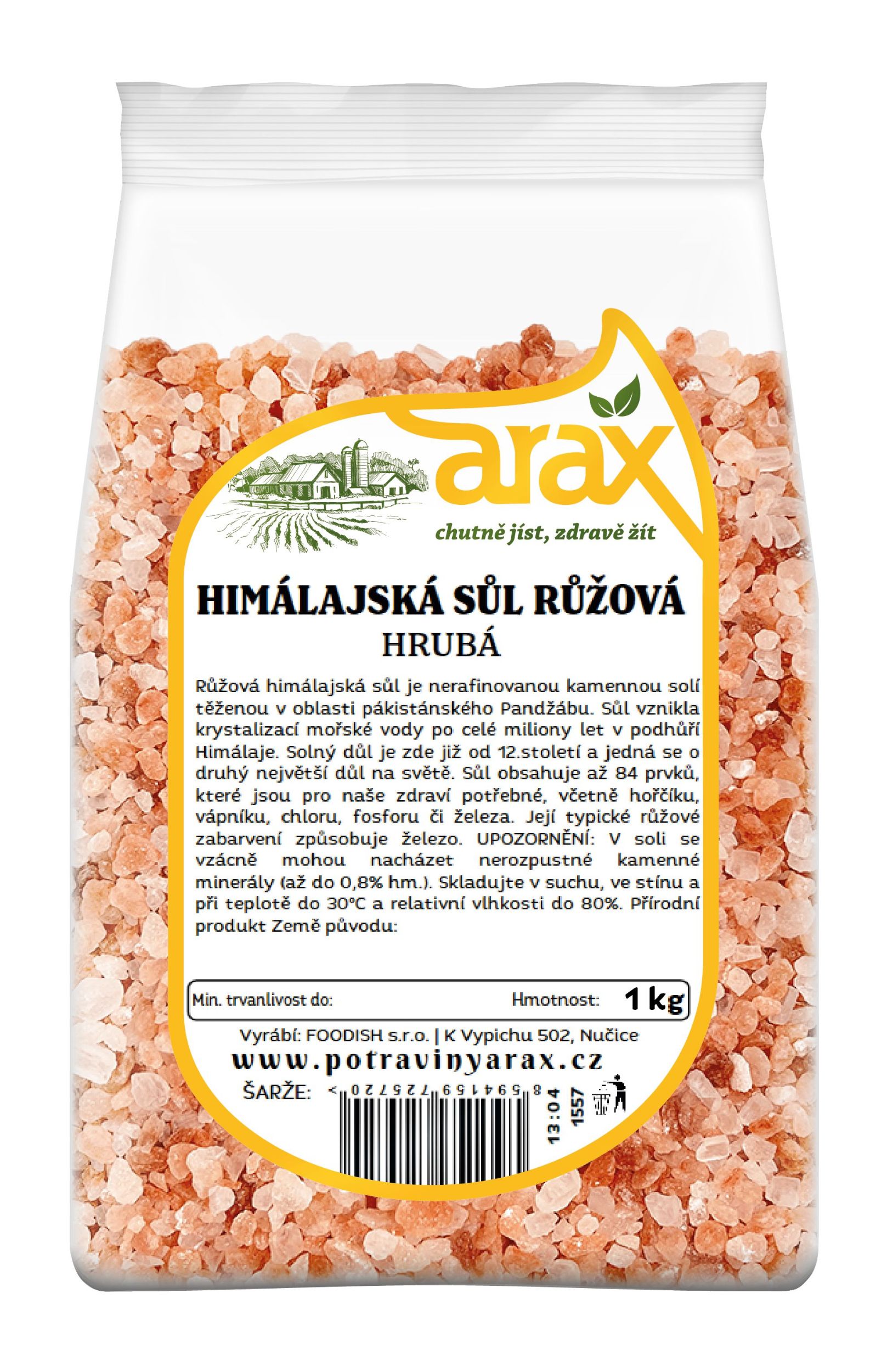 Trvanlivé potraviny - Arax Sůl Himálajská růžová, hrubá 1kg