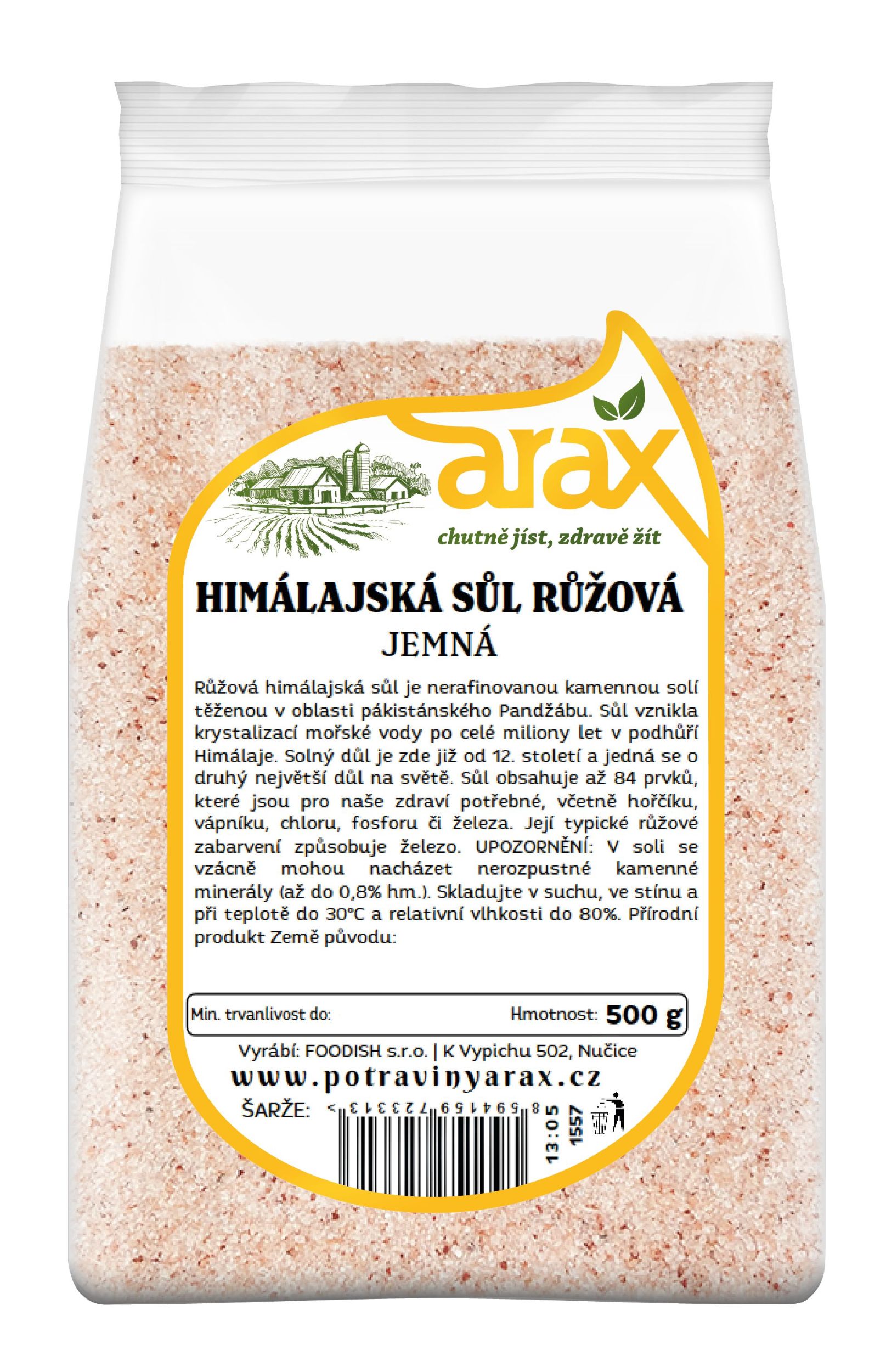 Trvanlivé potraviny - Arax Sůl Himálajská růžová, jemná 1kg