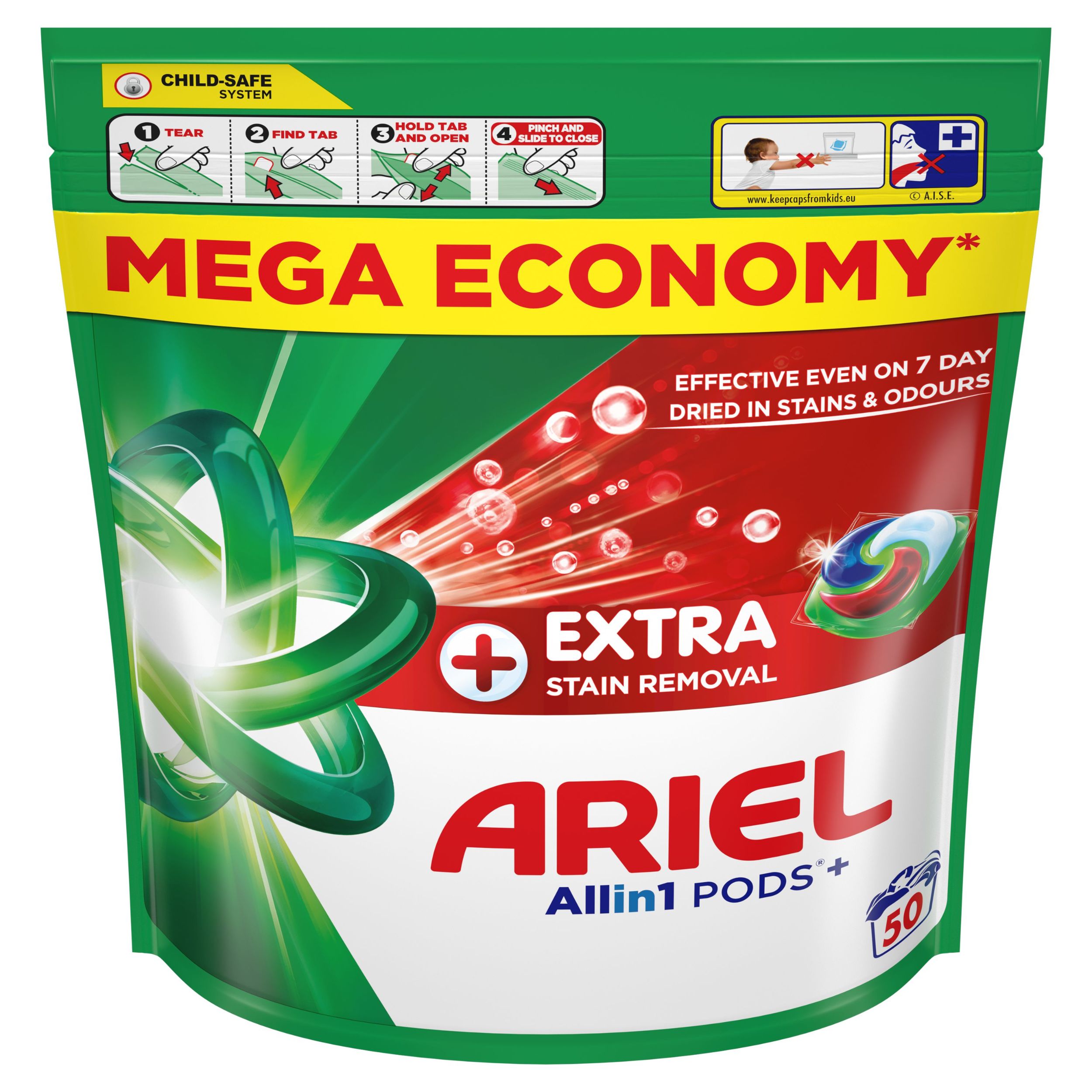 Drogerie a kosmetika - Ariel Gelové Kapsle Extra Hygiene 50 dávek