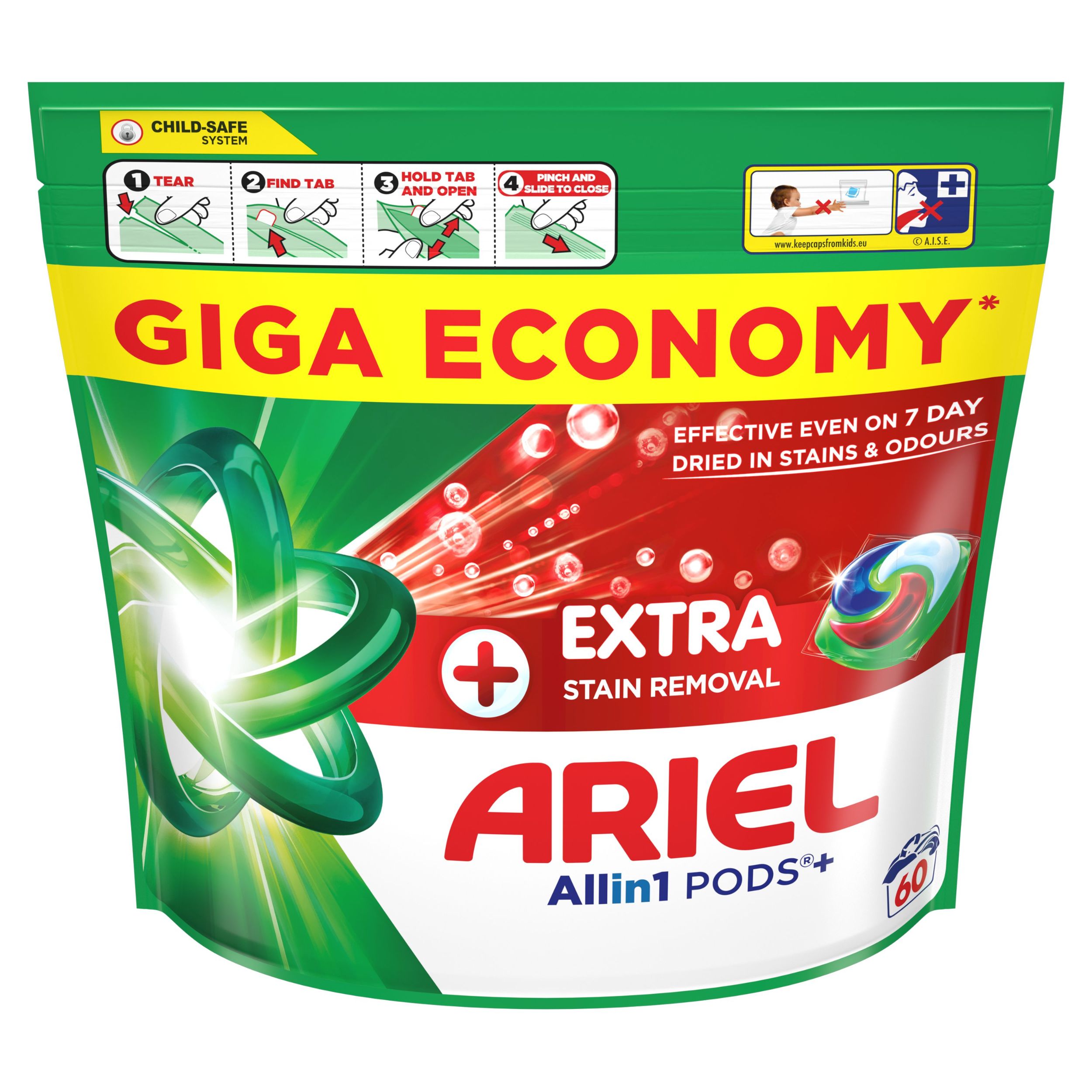 Drogerie a kosmetika - Ariel Gelové Kapsle Extra Hygiene 60 dávek