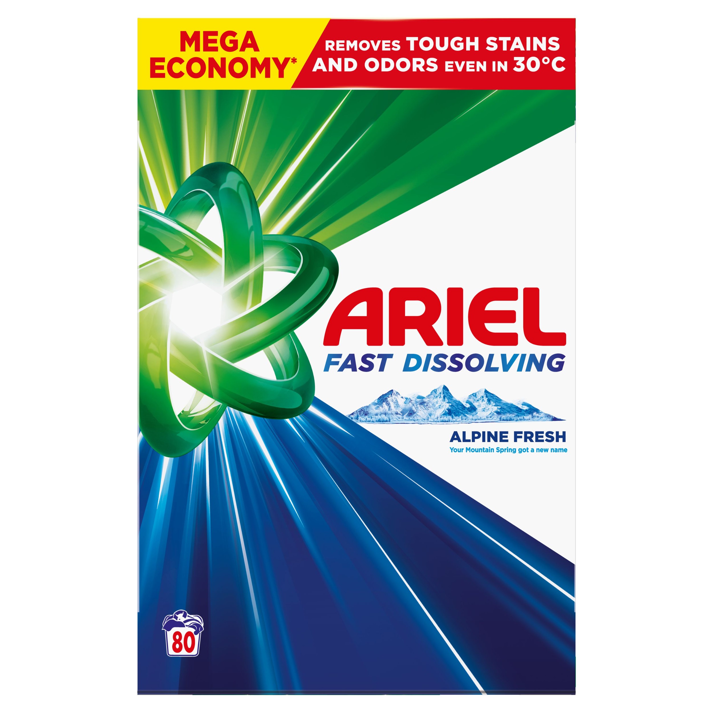 Drogerie a kosmetika - Ariel Prášek Fresh Alpine 80 Prani 4,4kg