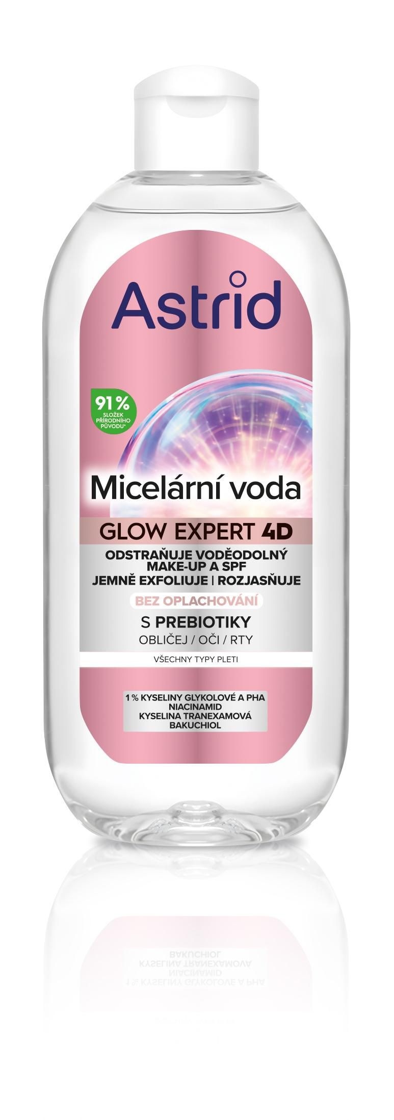 Drogerie a kosmetika - Astrid Glow Expert Micelární voda pro jemnou exfoliaci a rozjasnění 400ml