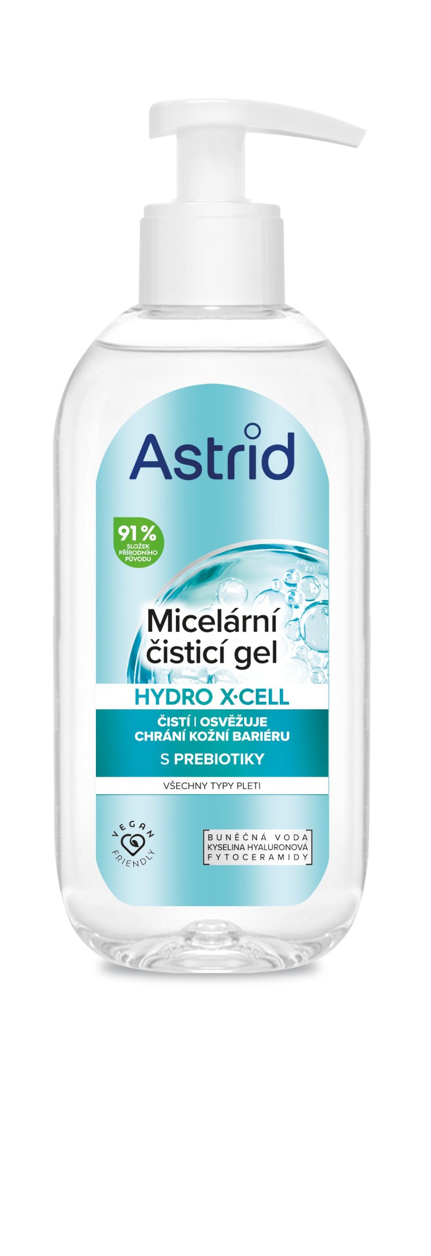 Drogerie a kosmetika - Astrid Hydro X-Cell Čistící micelární gel na tvář, oči a rty pro všechny typy pleti 200ml