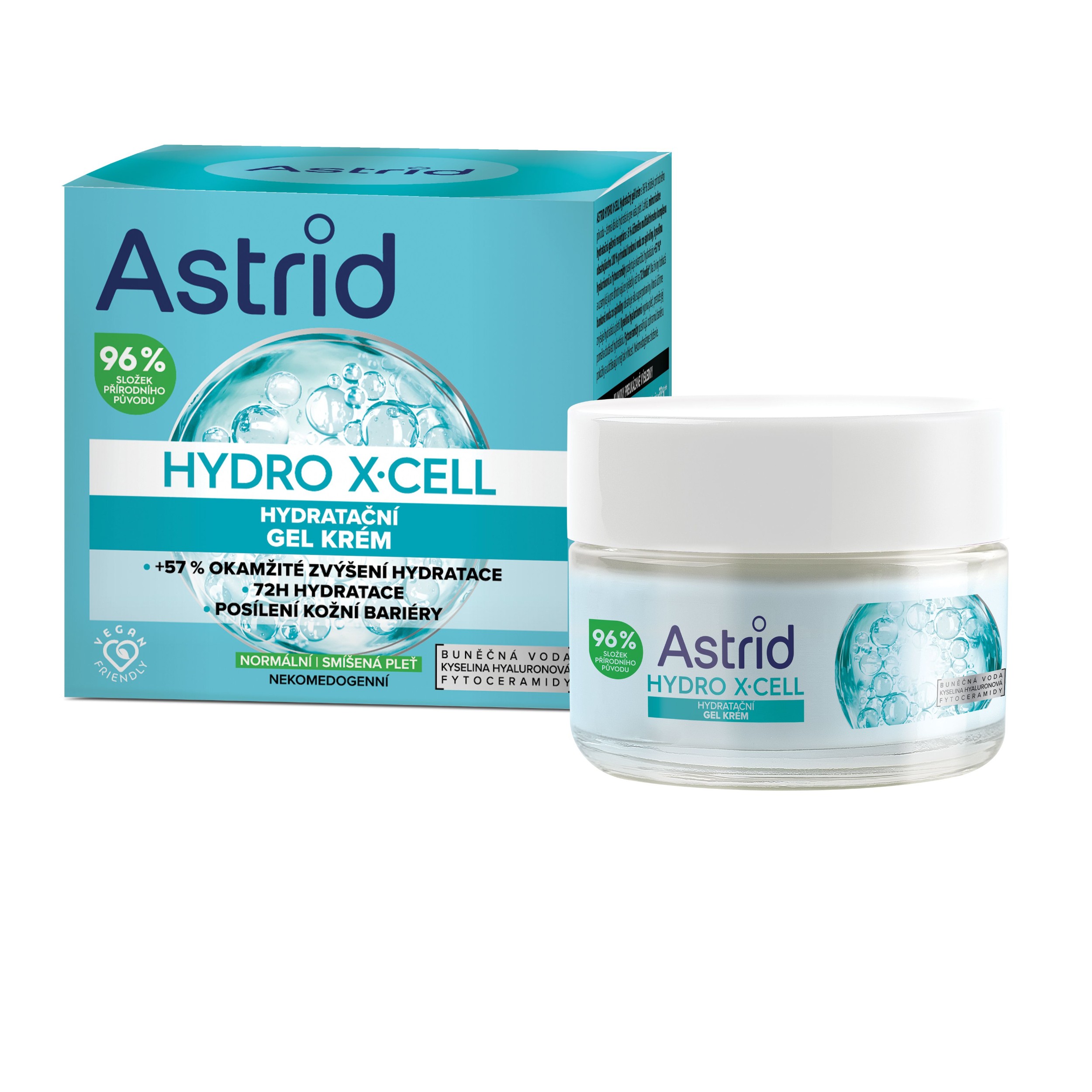 Drogerie a kosmetika - Astrid Hydro X-Cell Hydratační gel krém normální/smíšená pleť 50ml