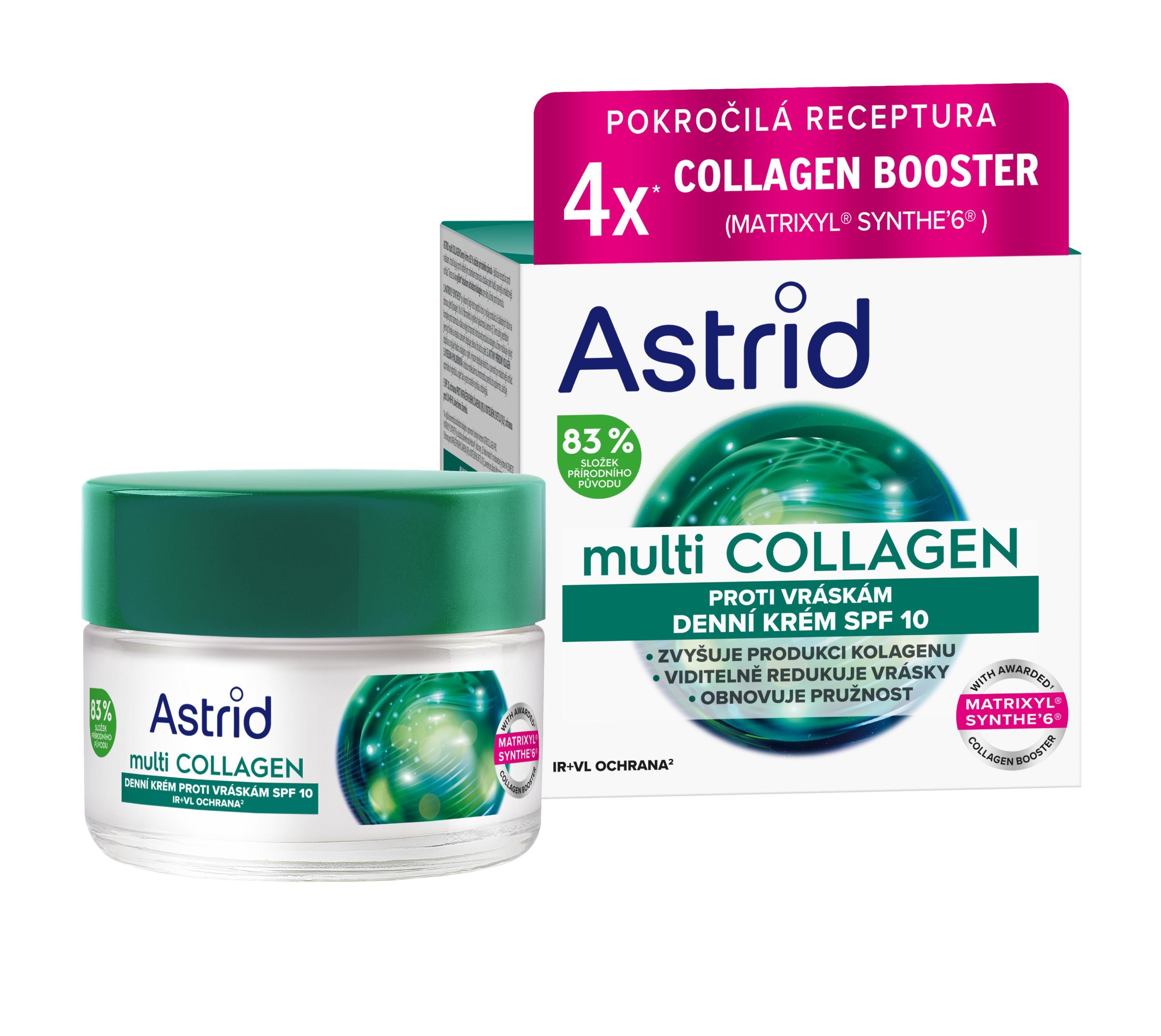 Drogerie a kosmetika - Astrid Multicollagen Denní krém proti vráskám a pro obnovení pružnosti SPF10 50ml