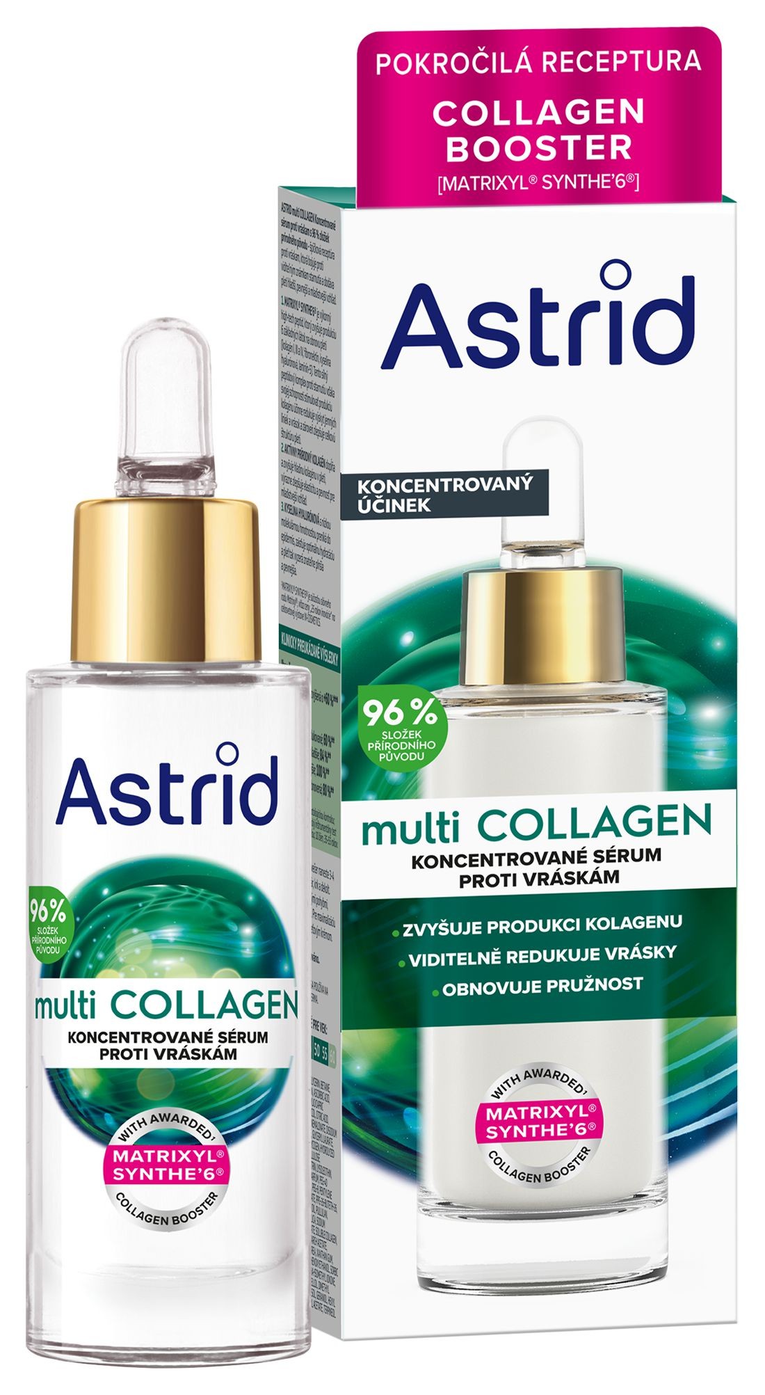 Drogerie a kosmetika - Astrid Multicollagen Koncentrované sérum proti vráskám a pro obnovení pružnosti 30ml