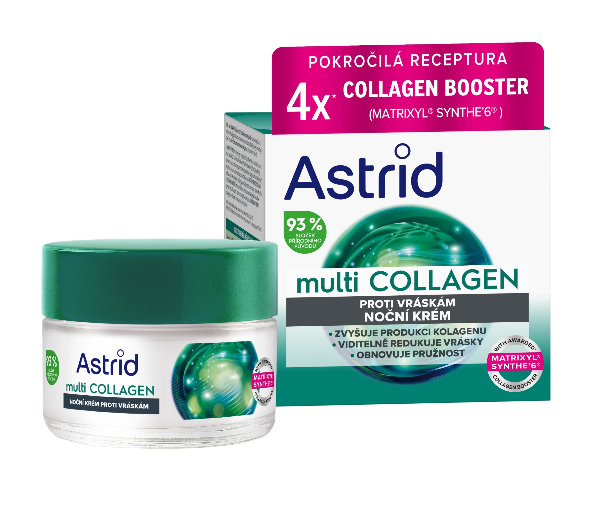Drogerie a kosmetika - Astrid Multicollagen Noční krém proti vráskám a pro obnovení pružnosti 50ml