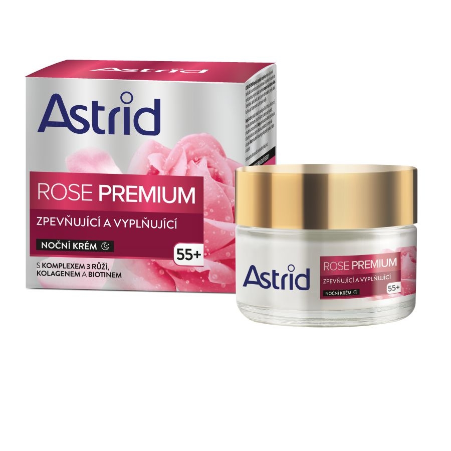 Drogerie a kosmetika - Astrid Rose Premium 55+ Zpevňující a vyplňující noční krém 50ml