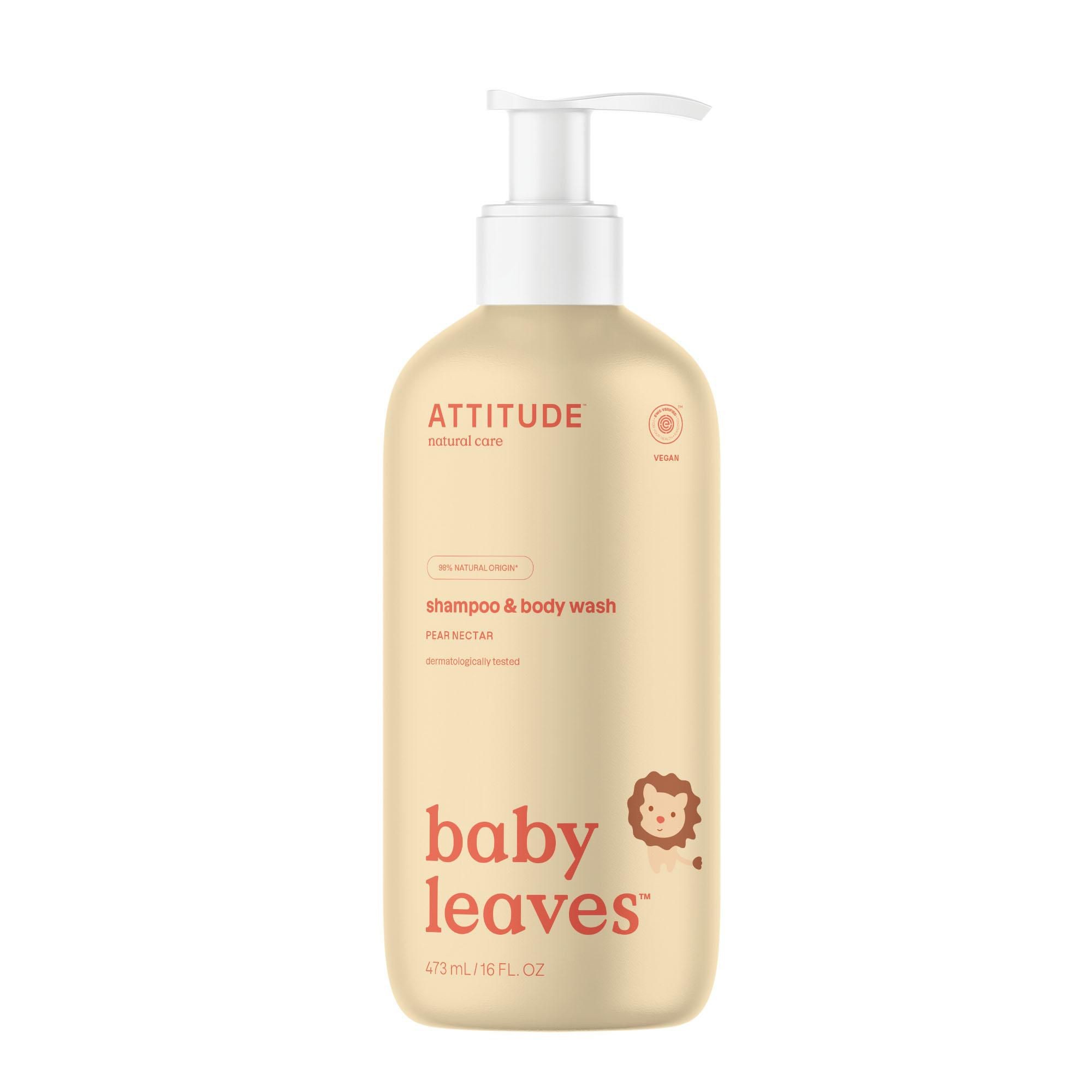 Svět dětí - ATTITUDE Dětský šampon a tělové mýdlo 2v1 Baby leaves s vůní hruškové šťávy 473 ml