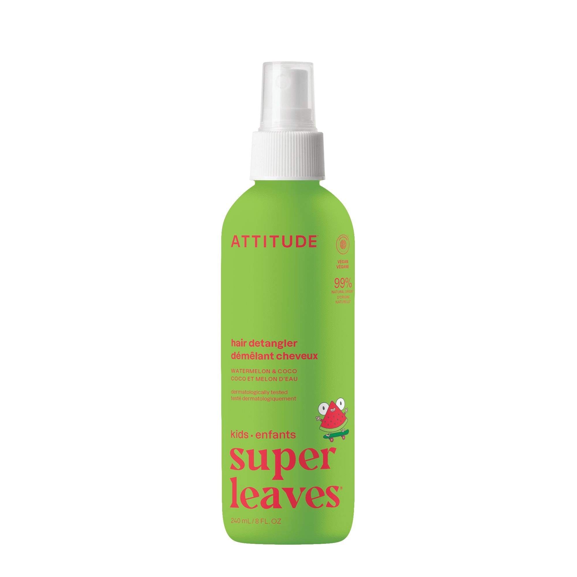 Svět dětí - ATTITUDE Super leaves Kids Dětský sprej na rozčesávání vlasů s vůní melounu a kokosu 240 ml