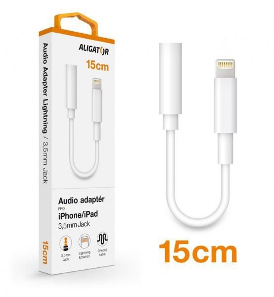 Elektro - Audio adaptér ALIGATOR Lightning / 3,5mm Jack, bílý