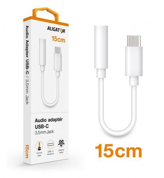 Elektro - Audio adaptér ALIGATOR USB-C / 3,5mm Jack, bílý