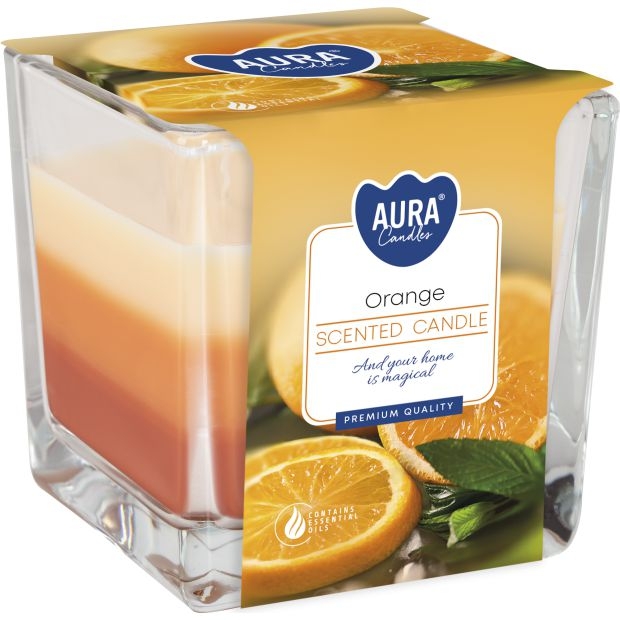 Domácnost a Zahrada - Aura Svíčka tříbarevná Orange
