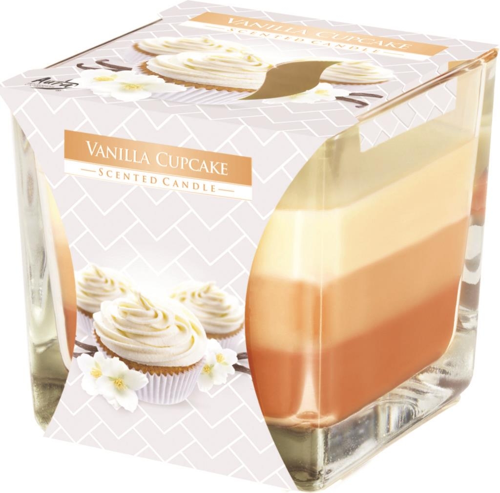Domácnost a Zahrada - Aura Svíčka tříbarevná Vanilla Cupcake 170g, v. 8cm