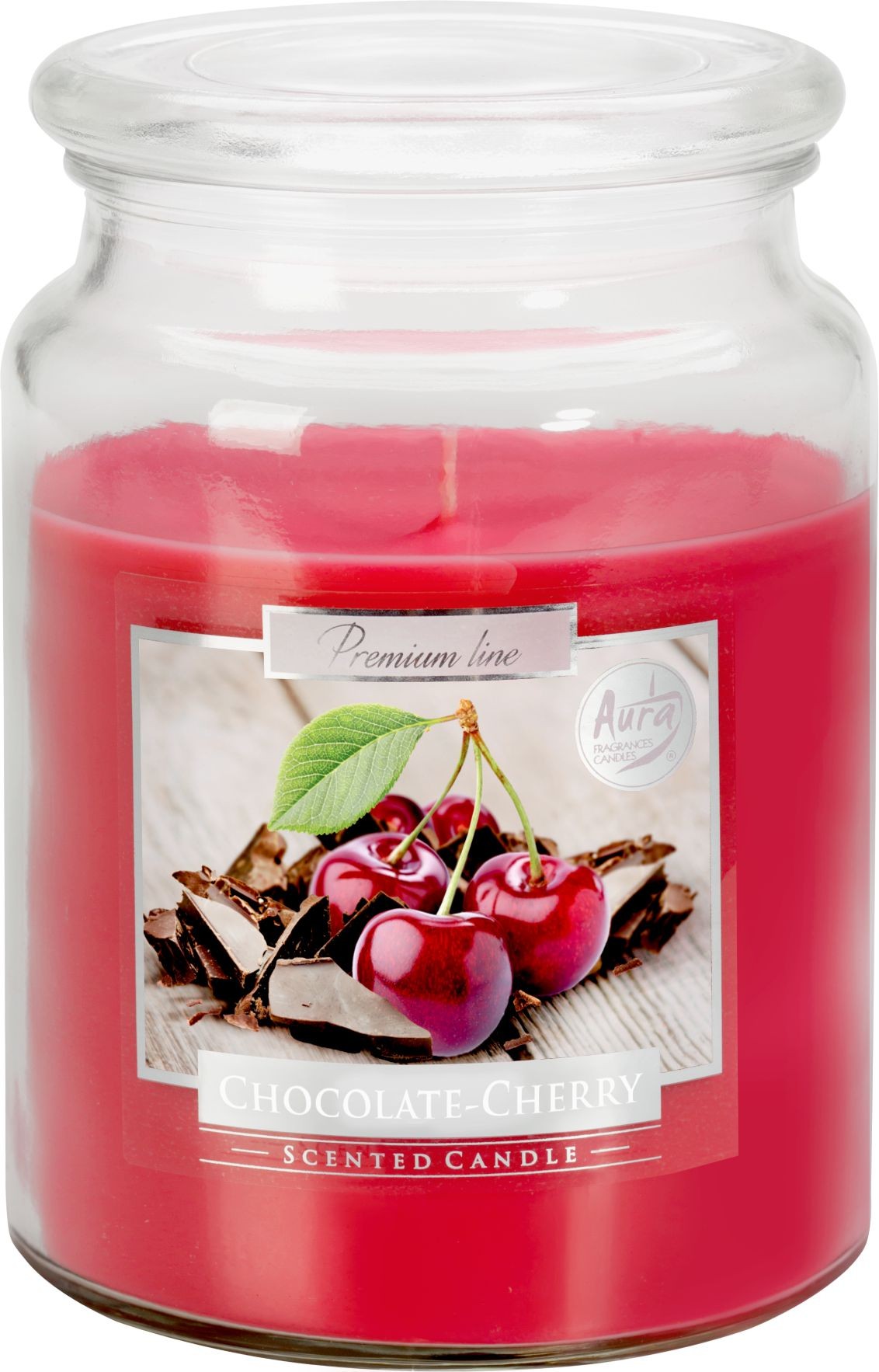 Domácnost a Zahrada - Aura Svíčka ve skle s víčkem Chocolate-Cherry 500g