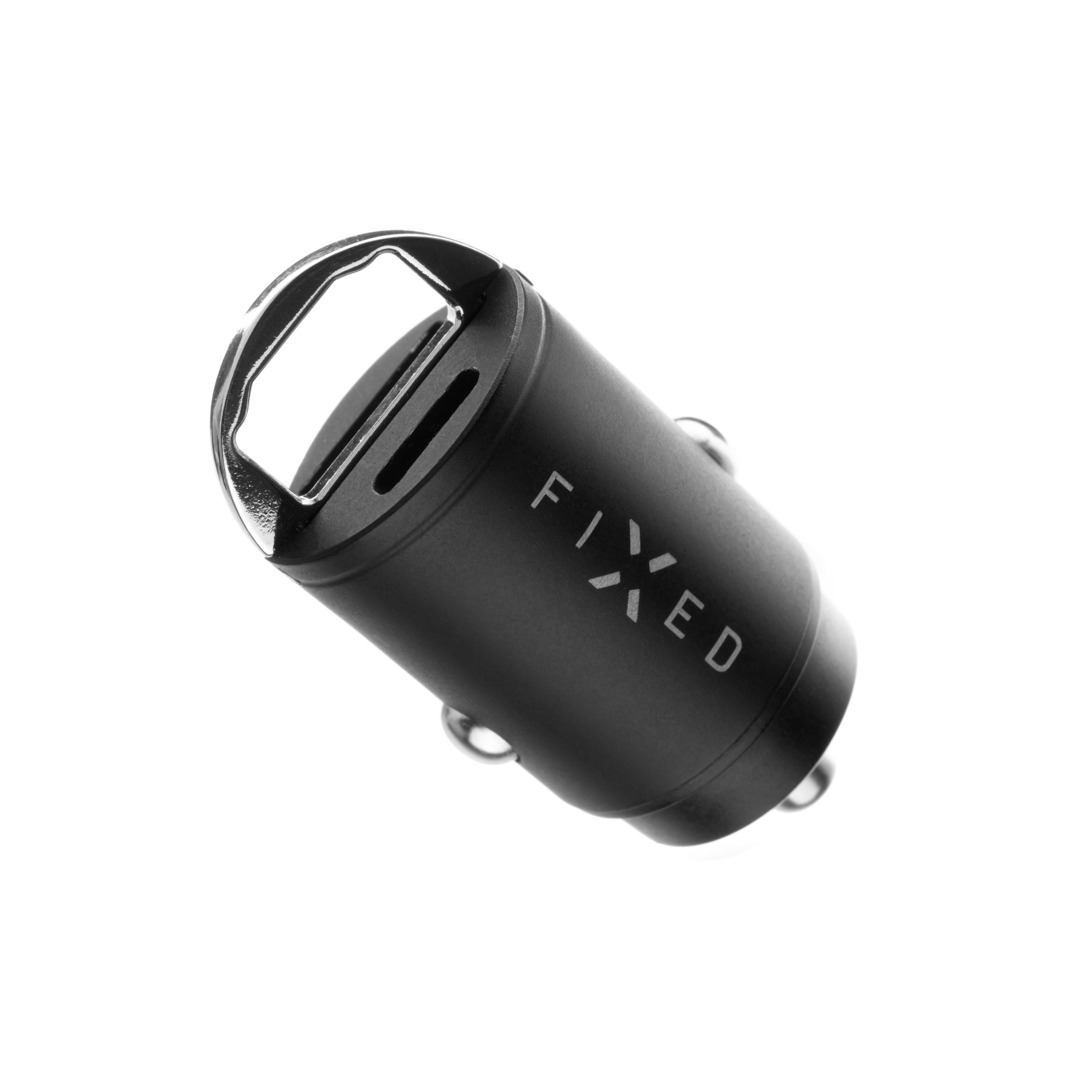 Elektro - Autonabíječka FIXED s USB-C a USB-A výstupem v miniaturním provedení černá