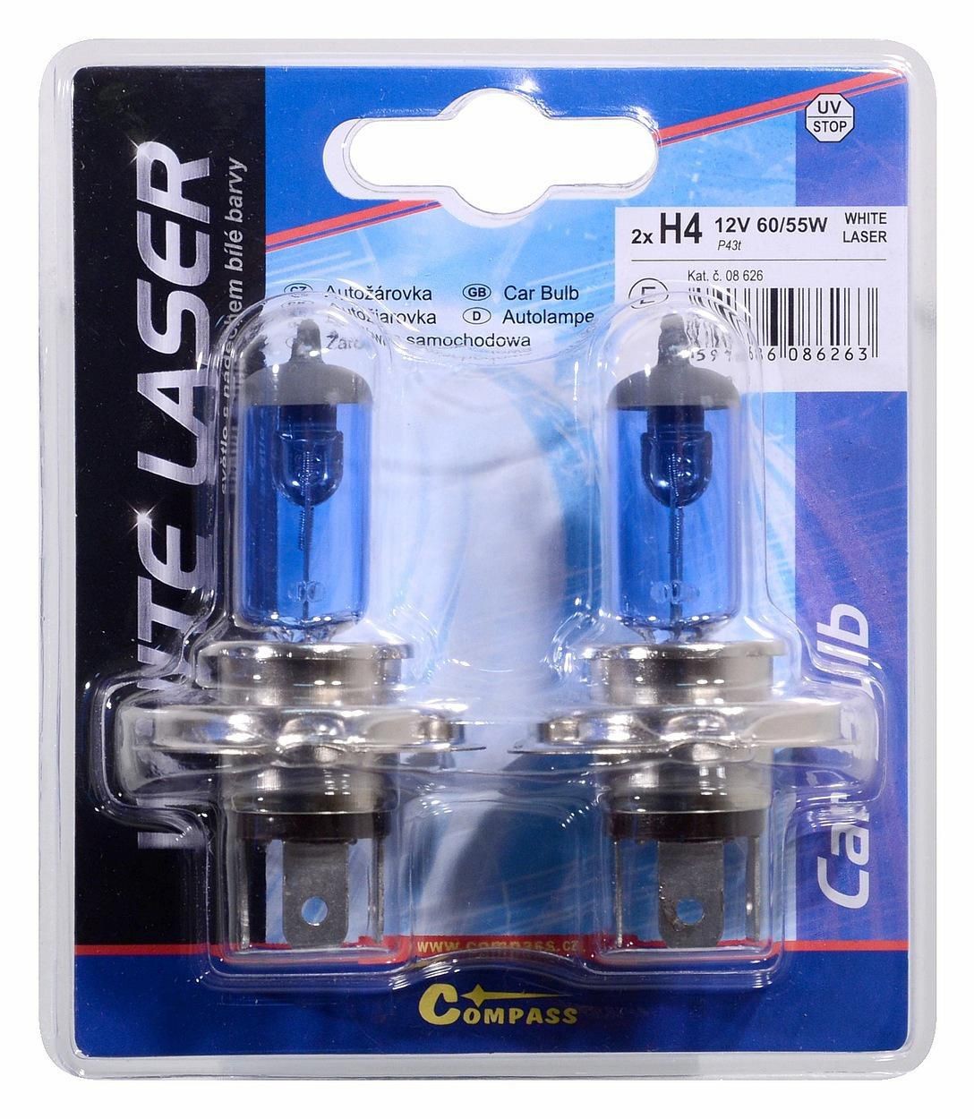 Auto-moto - Autožárovka 12V  H4  60/55W P43t WHITE LASER blister 2ks