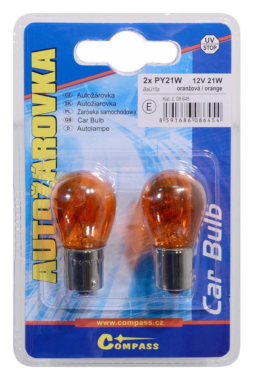 Auto-moto - Autožárovka 12V  PY21W  21W BaU15s ORANGE blister 2ks