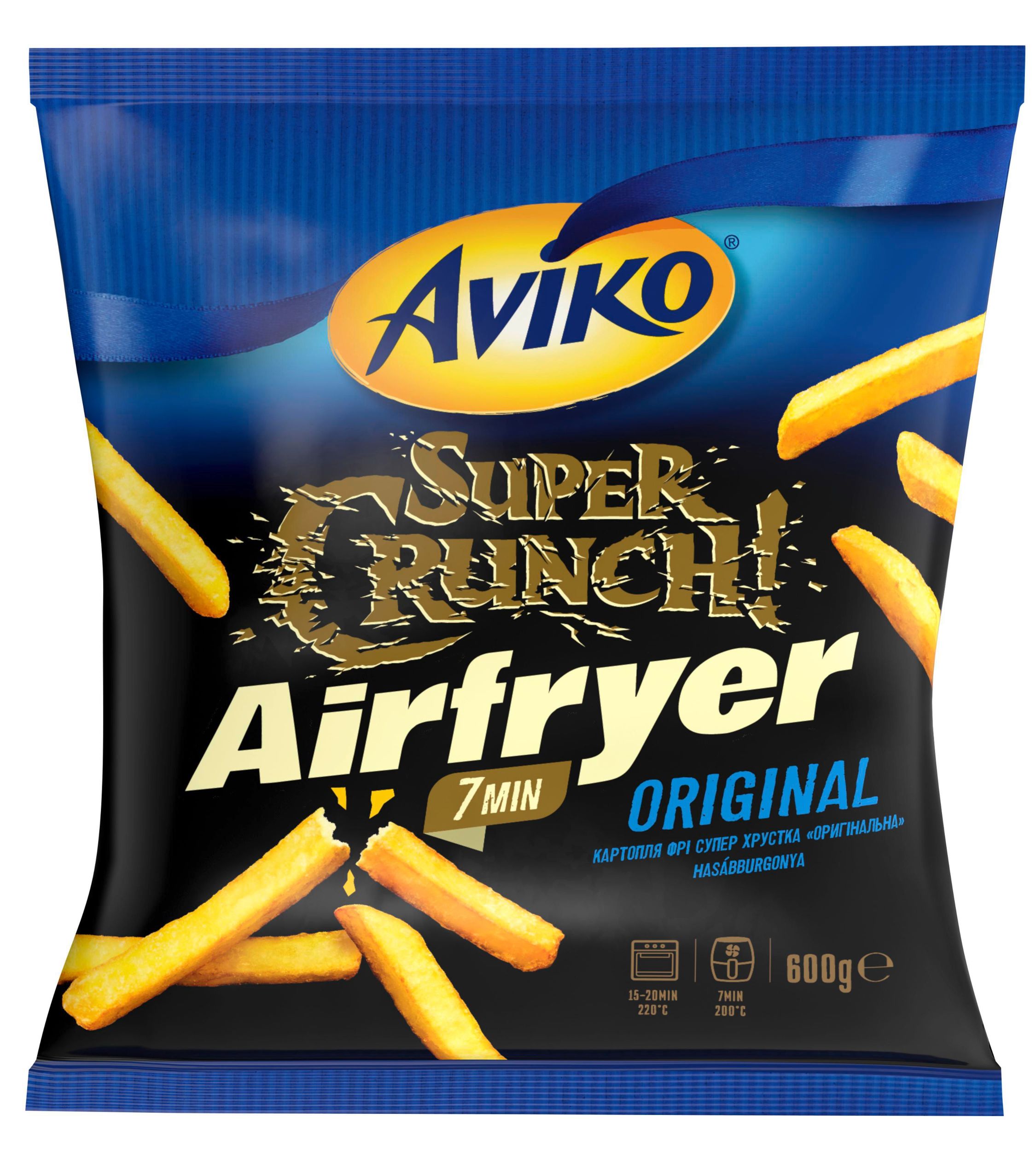 Mražené potraviny - Aviko Airfryer Super křupavé bramborové hranolky do horkovzdušné fritézy Original 600g mražené