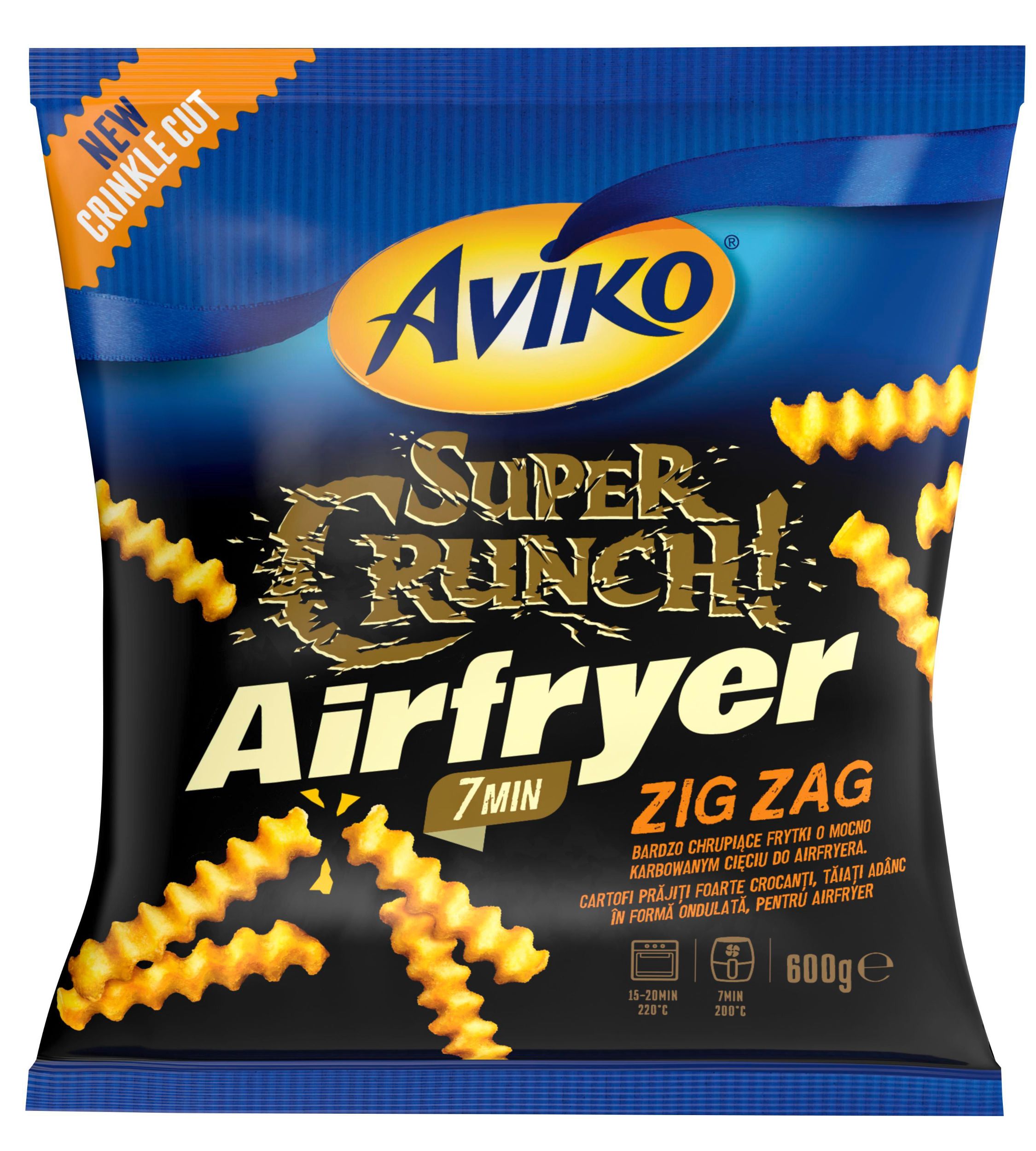 Mražené potraviny - Aviko Airfryer Super křupavé bramborové hranolky vlnky do horkovzdušné fritézy Zig Zag 600g mražené