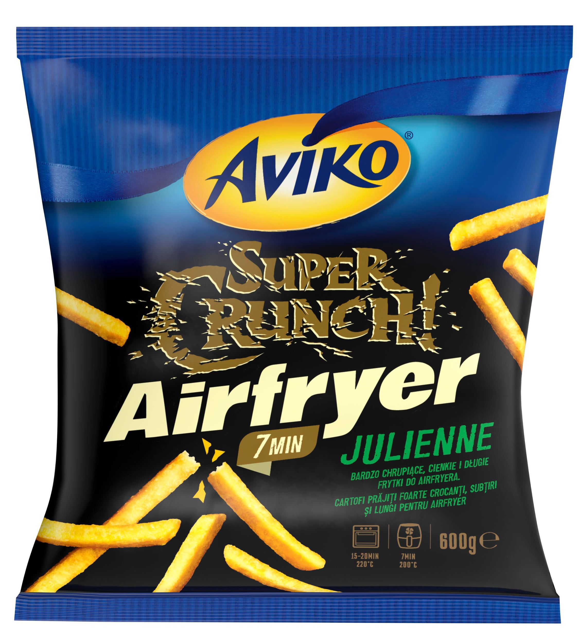 Mražené potraviny - Aviko Airfryer Super křupavé tenké bramborové hranolky do horkovzdušné fritézy Julienne 600g mražené