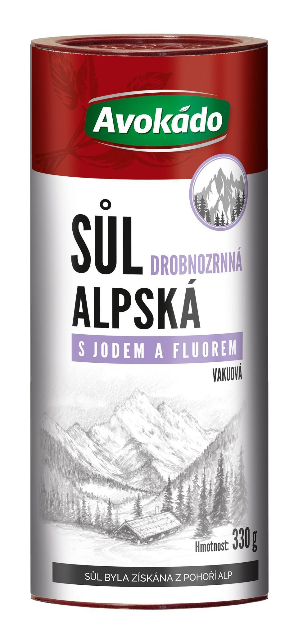 Trvanlivé potraviny - Avokádo Alpská sůl s jódem a fluorem 330 g