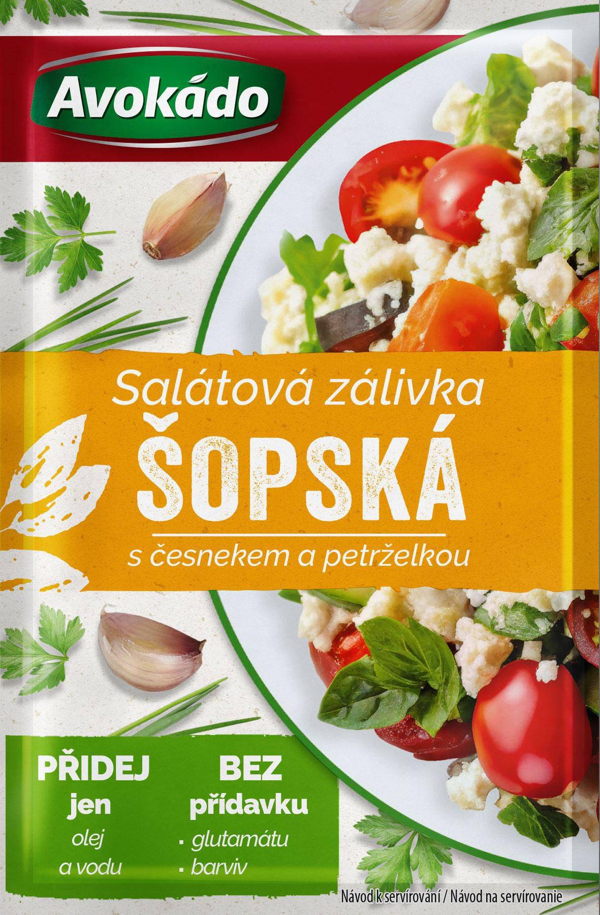 Trvanlivé potraviny - Avokádo Salátová zálivka šopská s česnekem a petrželkou 8g