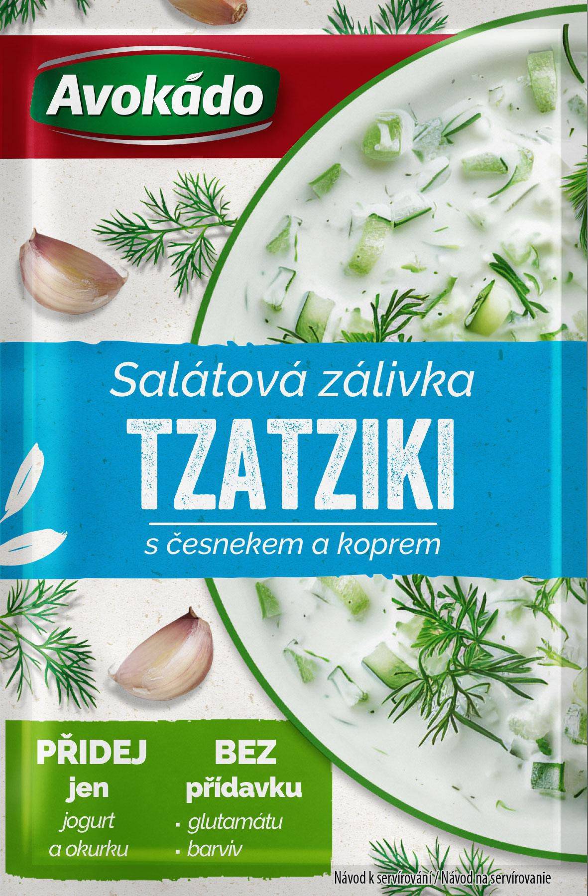 Trvanlivé potraviny - Avokádo Salátová zálivka tzatziky s česnekem a koprem 8g