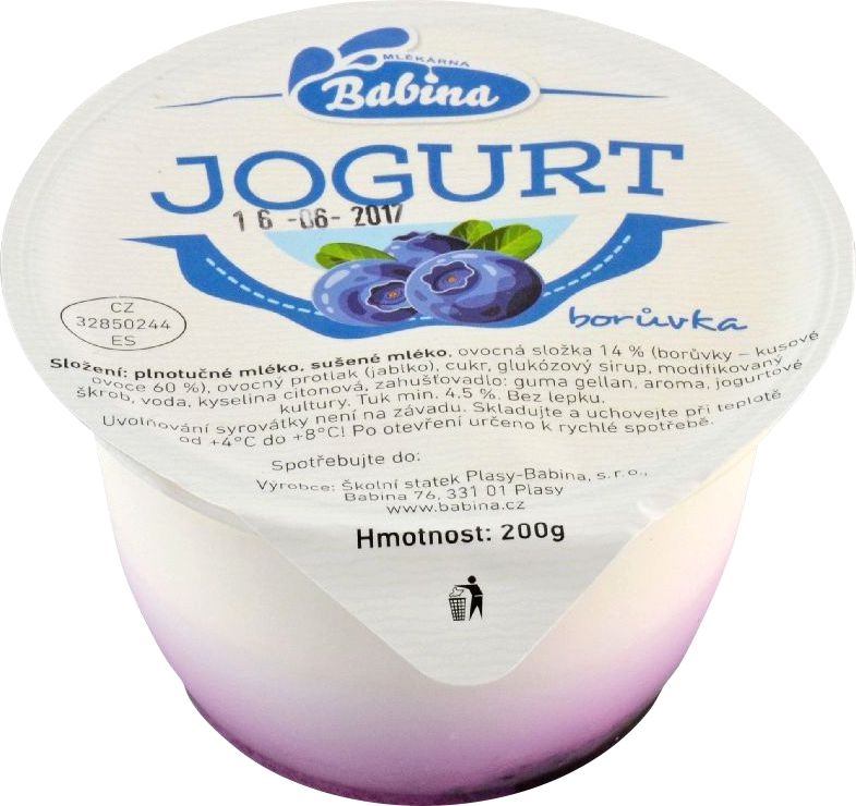 Mléčné a chlazené - Babina Jogurt Borůvka 200 g