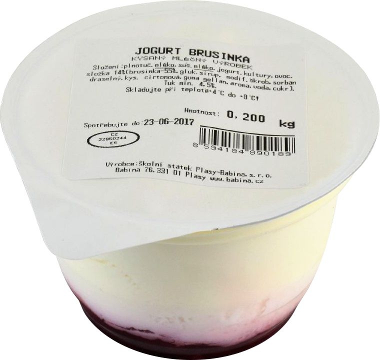 Mléčné a chlazené - Babina Jogurt Brusinka 200 g