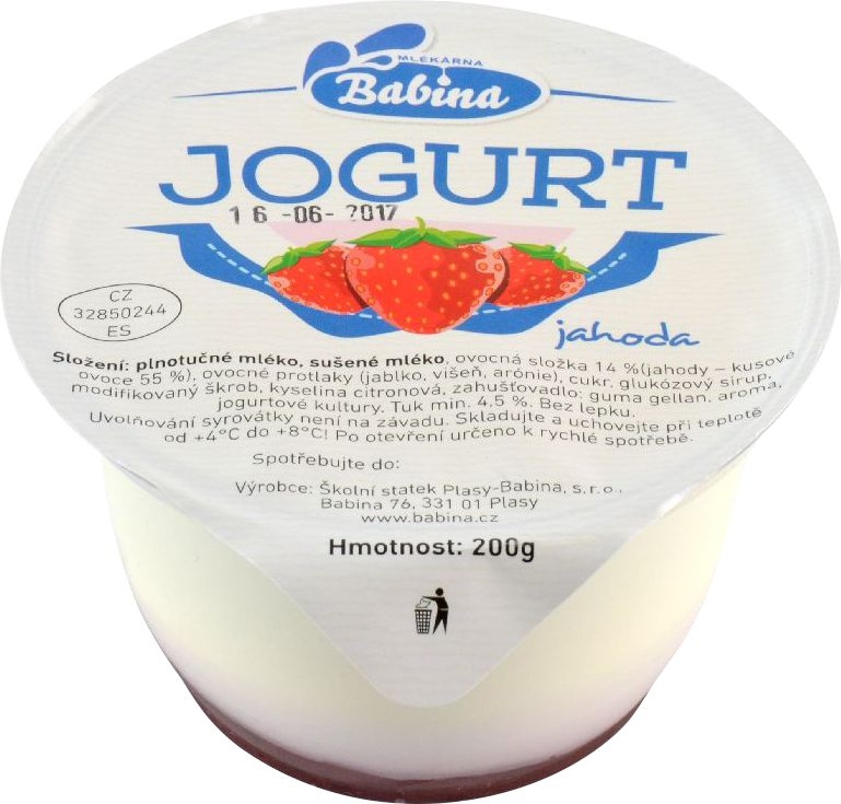 Mléčné a chlazené - Babina Jogurt Jahoda 200 g