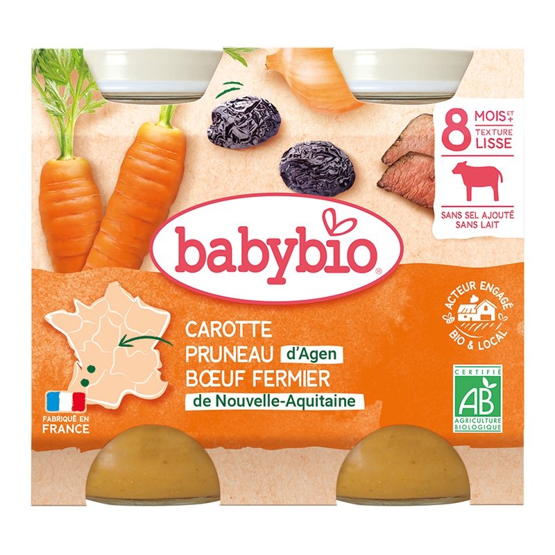Zdravý svět - Babybio Mrkev a suš. švestky s hovězím masem 2x200 g