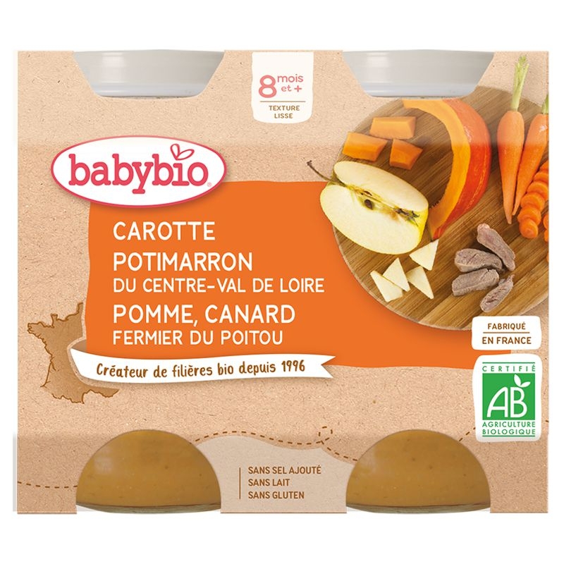 Zdravý svět - Babybio Mrkev, dýně a jablka s kachním masem 2x200 g