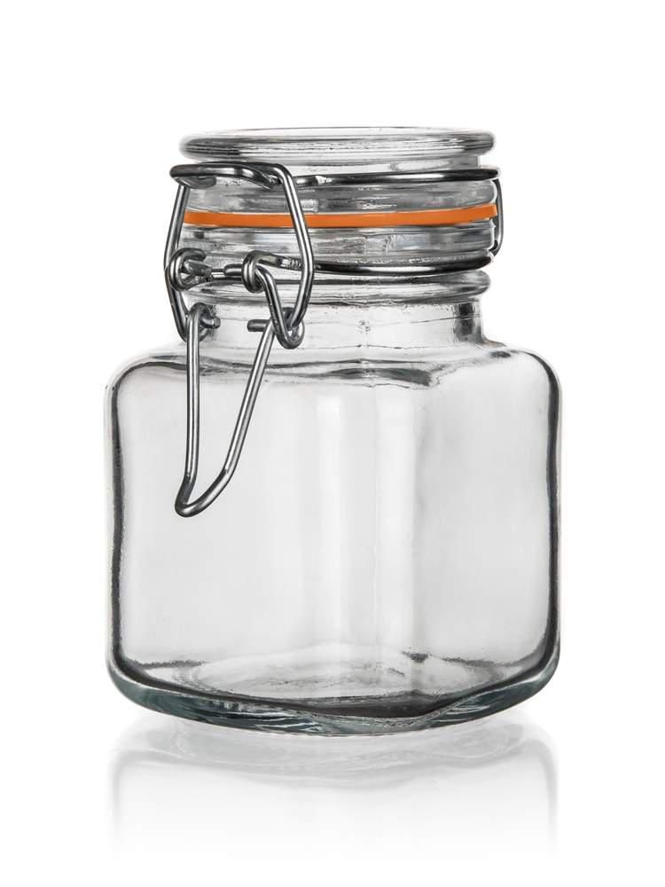 Domácnost a Zahrada - Banquet Dóza skleněná hermetická hranatá LINA 100 ml, oranžová