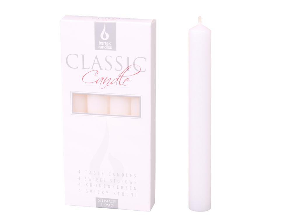 Domácnost a Zahrada - Bartek Candles Svíčka Classic kónická matná bílá 17cm 4ks