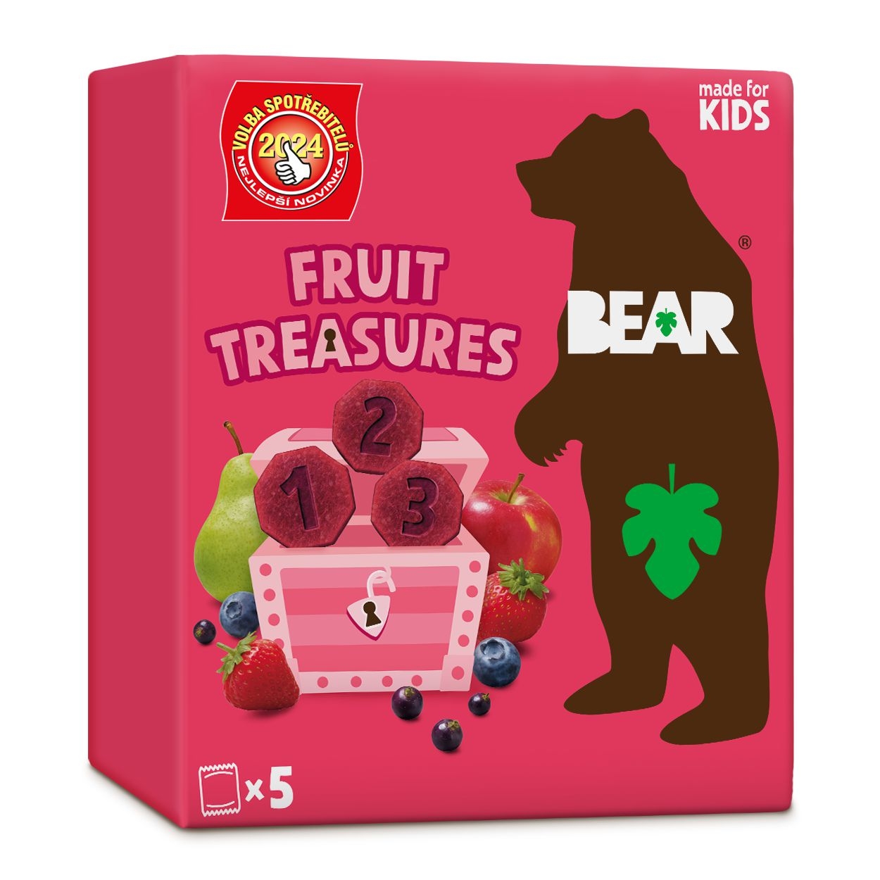 Zdravý svět - Bear Fruit Treasures Berry jahoda a borůvka 5x20g