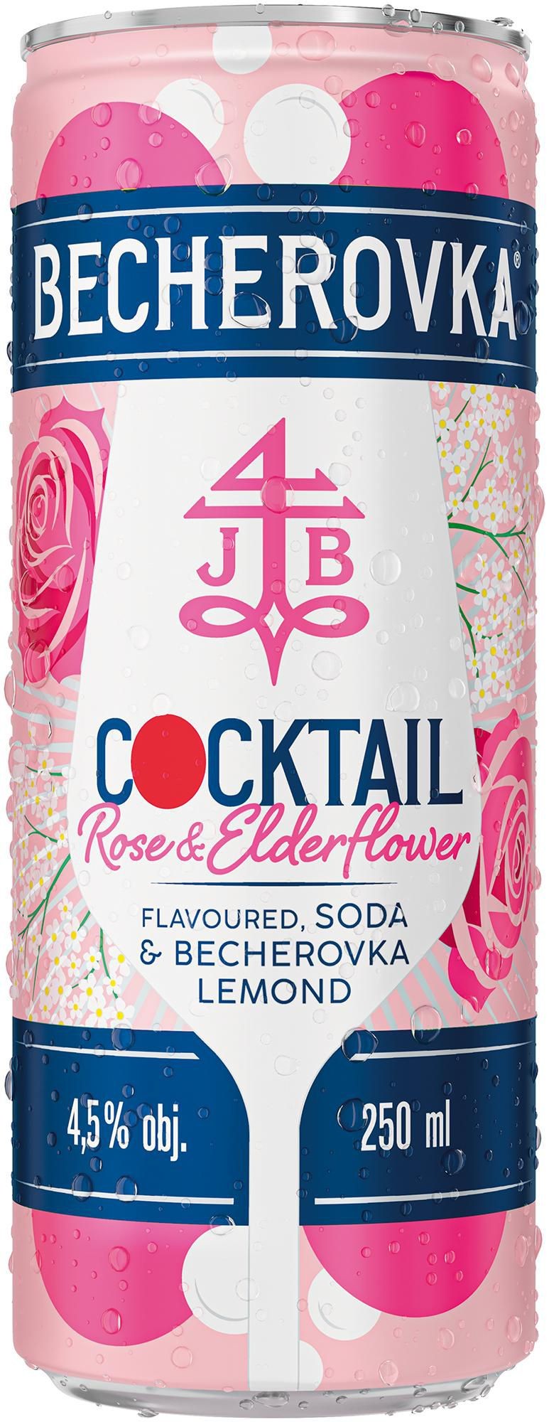Nápoje - Becherovka RTD Cocktail Rose & Elderflower flavoured 4.5% 250 ml plech