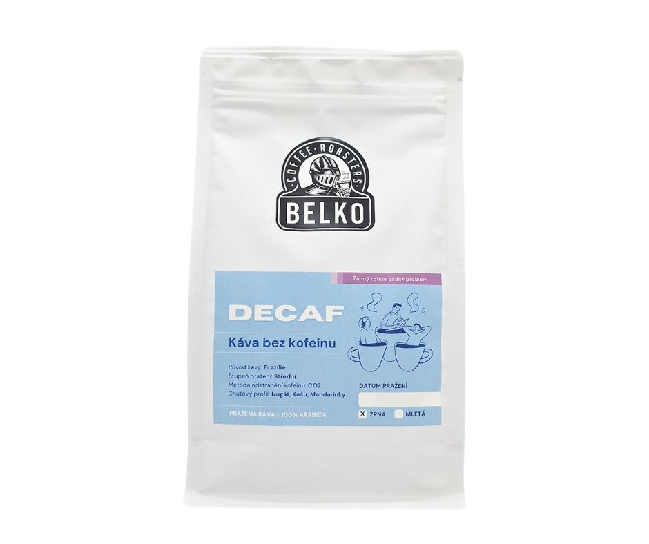 Nápoje - Belko Coffee Brazil decaf zrnková káva 250g