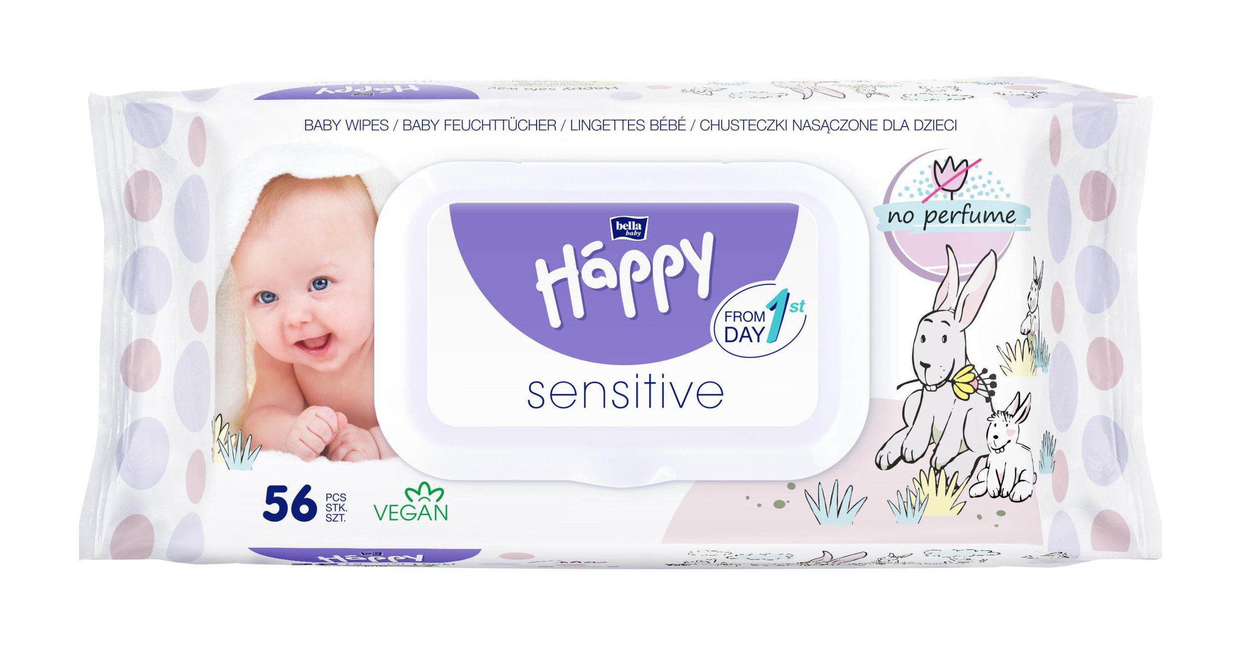 Svět dětí - Bella Baby Happy dětské vlhčené ubrousky Sensitive 56 ks