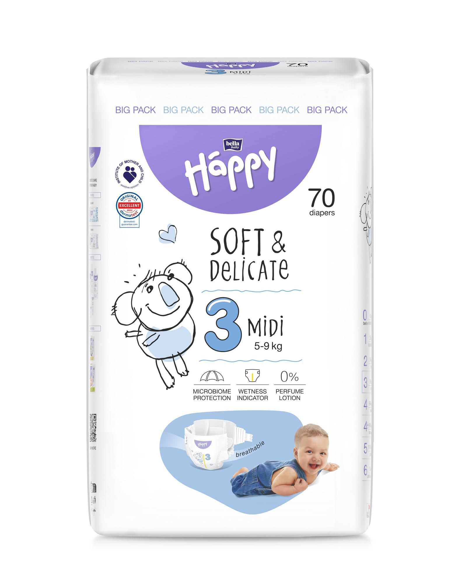 Svět dětí - Bella Baby Happy Midi 70 ks